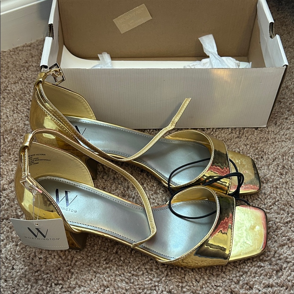 Worthington Gold Strappy Heels